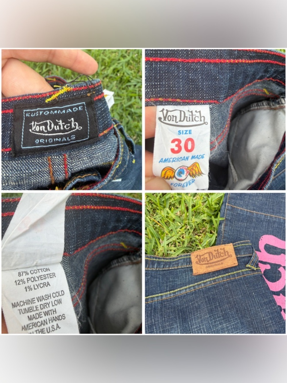 Vintage Von Dutch Jeans Size 30 Fits 27 Low Rise Y2K Graphic Flare Pants Rare - Picture 3 of 6